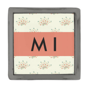 Blue and Red Flowers, Red, Your Name Gunmetal Finish Lapel Pin