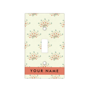 Blue and Red Flowers, Red, Your Name Light Switch Cover