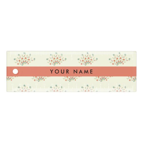 Blue and Red Flowers Red Your Name Ruler