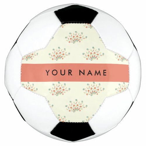 Blue and Red Flowers Red Your Name Soccer Ball