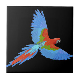 Blue and Red Flying Macaw Ceramic Tile