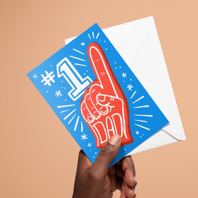 Blue and Red Foam Finger Number 1 Dad Father's Day Postcard (Creator Uploaded)