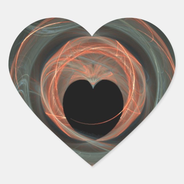 Blue and Red Fractal Art Encircled Heart Heart Sticker (Front)