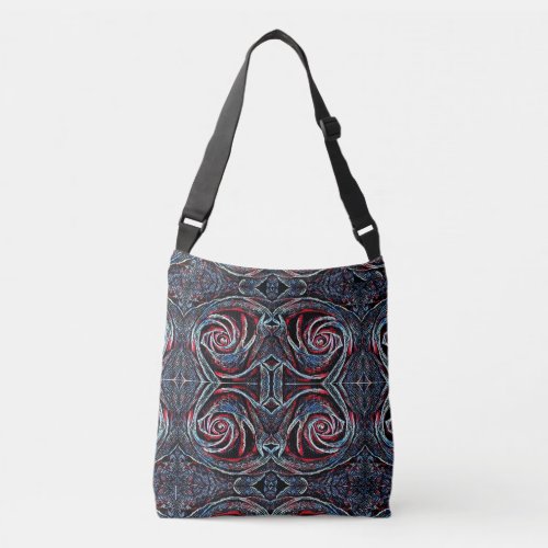 Blue And Red Fractal Medieval Cross Body Bag