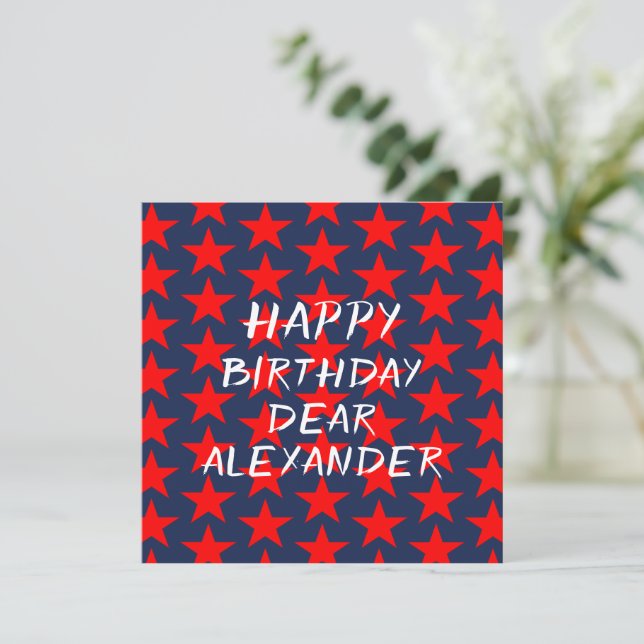 Blue And Red Happy Birthday  (Standing Front)