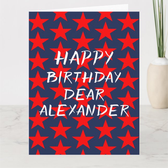 Blue And Red Happy Birthday Card (Front)