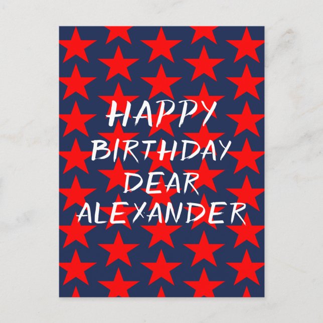 Blue And Red Happy Birthday  Postcard (Front)