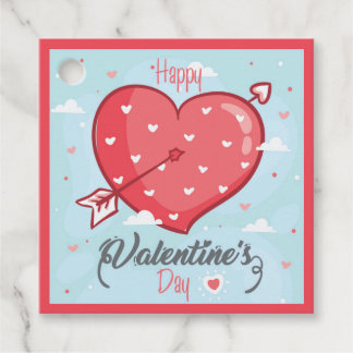 Blue and Red Happy Valentine's Day Favor Gift Tags