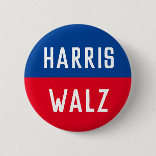 Blue and Red Harris Walz Campaign Button