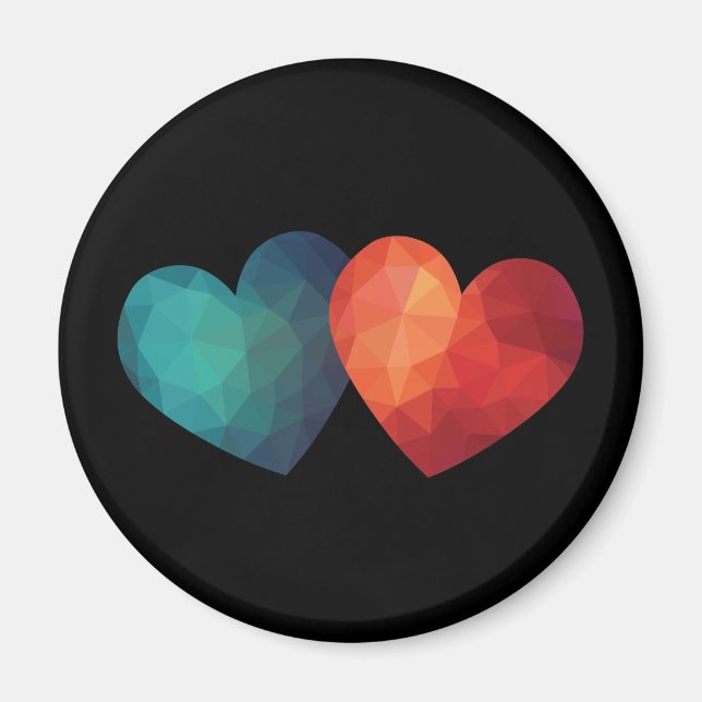 Blue and red heart pair modern hitech design magnet (Front)