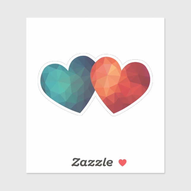 Blue and red heart pair modern hitech design sticker (Sheet)