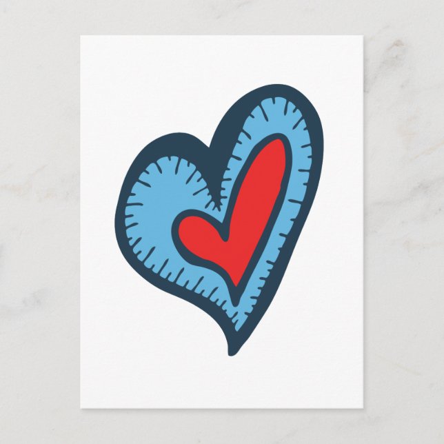 Blue and Red Heart Postcard (Front)