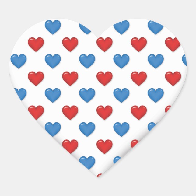 Blue and Red Heart Shape Sticker (Front)