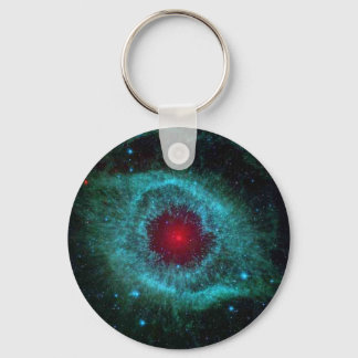 Blue and red helix nebula star cluster keychain