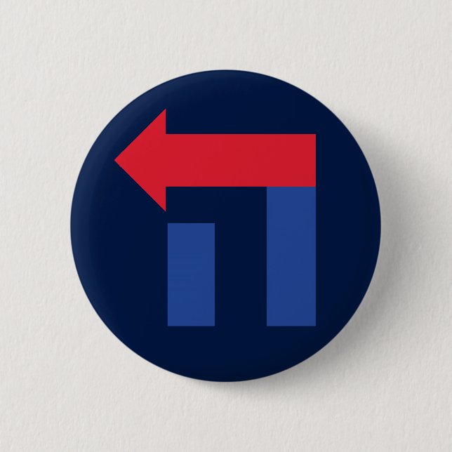 Blue and Red Hillary in Hebrew button (Front)