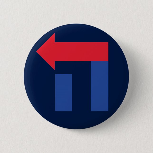 Blue and Red Hillary in Hebrew button (Front)