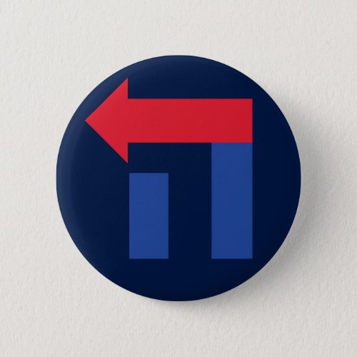 Blue and Red Hillary in Hebrew button