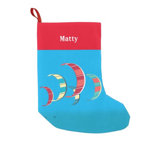 Blue and Red Kite Surfing  Small Christmas Stocking