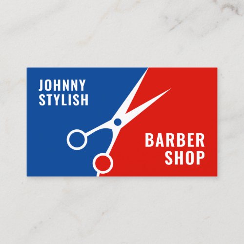Blue and red logo style scissors  business card