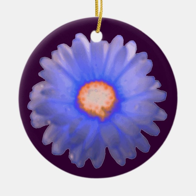 Blue and Red Marigold Custom Birthday Pendant Ceramic Ornament (Front)