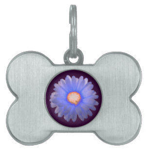 Blue and Red Marigold Pet Tag