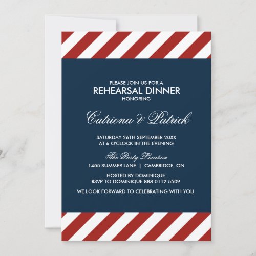 Blue and Red Nautical Rehearsal Dinner Invitation