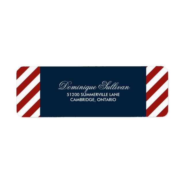 Blue and Red Nautical Wedding Address Label (Front)