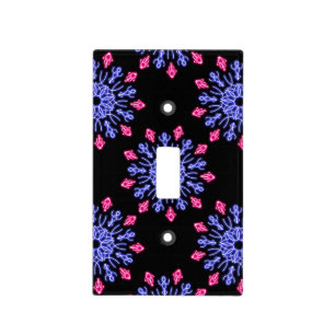 Blue and red neon flower light switch cover