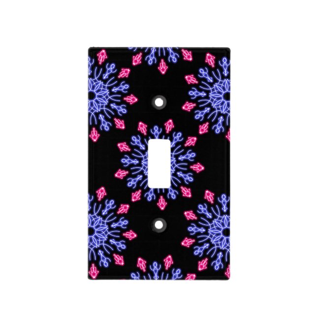 Blue and red neon flower light switch cover (Front)