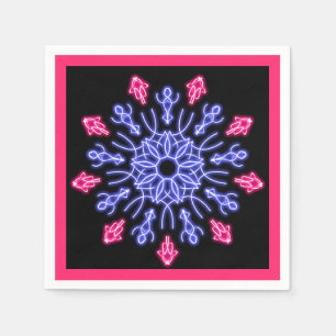 Blue and red neon flower napkins