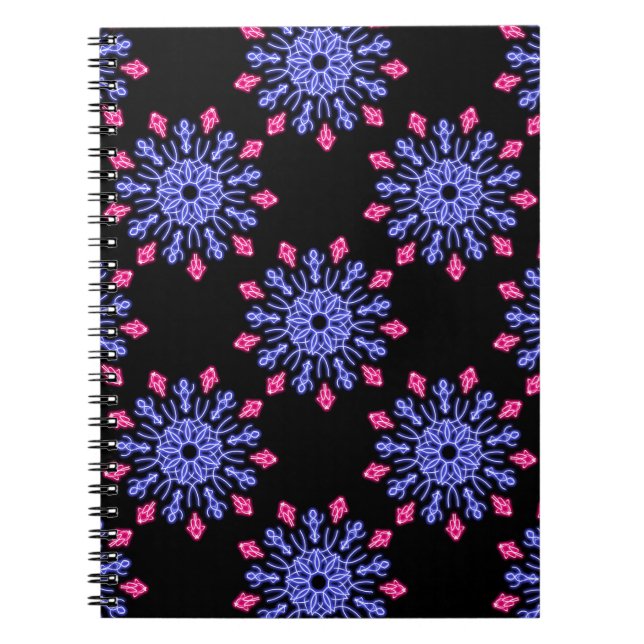 Blue and red neon flower notebook (Front)