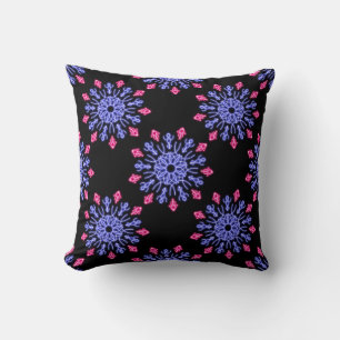 Blue and red neon flower throw pillow