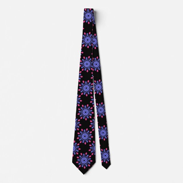 Blue and red neon flower tie (Front)