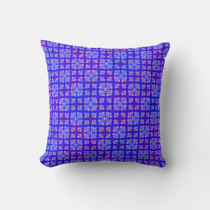 Blue and Red Pattern Colorful Home / Patio Throw Pillow
