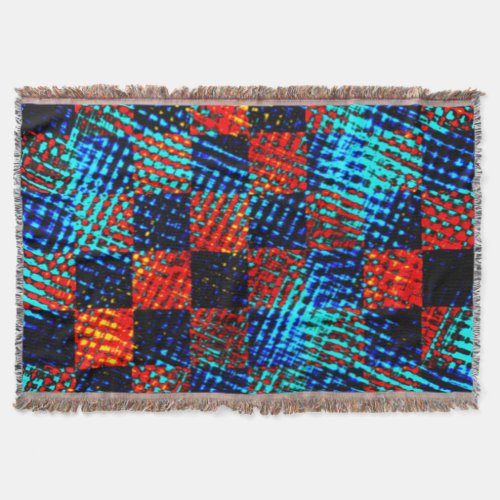 Blue and red plaid stained of fake dirty throw blanket