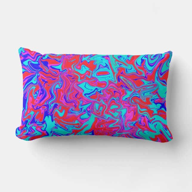 Blue and red psychedelic throw pillow (Front)