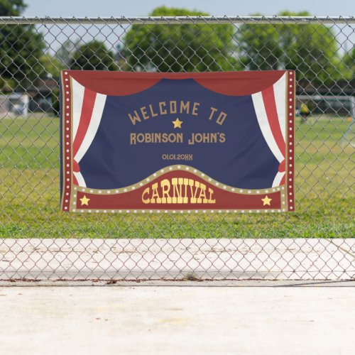 Blue and Red Retro Carnival birthday Banner