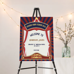 Blue and Red Retro Carnival birthday Welcome Sign