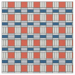 Blue and Red Retro Geometric Pattern Fabric