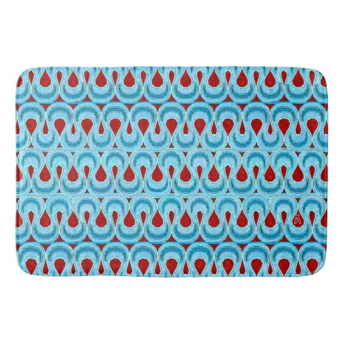 Blue and Red Ribbon Candy Bath Mat