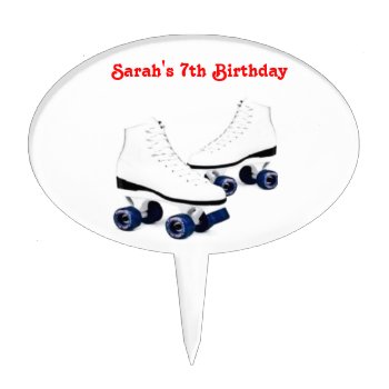 Blue And Red Roller Skate Birthday Cake Topper by Lilleaf at Zazzle