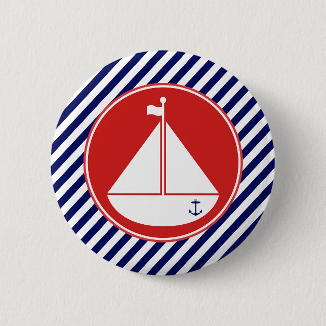 Blue and Red Sailboat Button (Front)