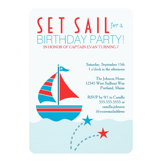 Nautical Birthday Invitation in Navy & Red – CallaChic