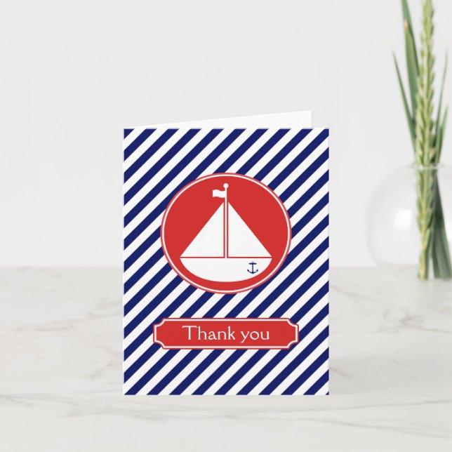 Blue and Red Sailboat Thank You (Front)