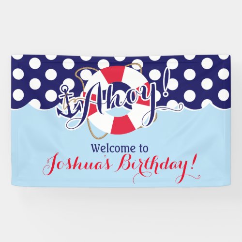Blue and Red Sailor Nautical Birthday Banner