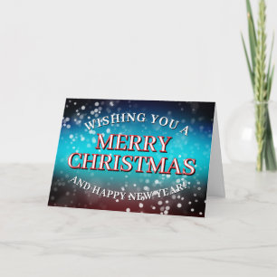 Blue and red snowy Christmas card