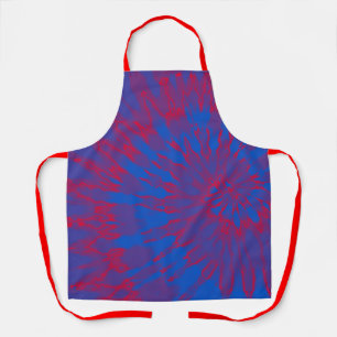 Blue and Red Spiral Tie Dye Apron