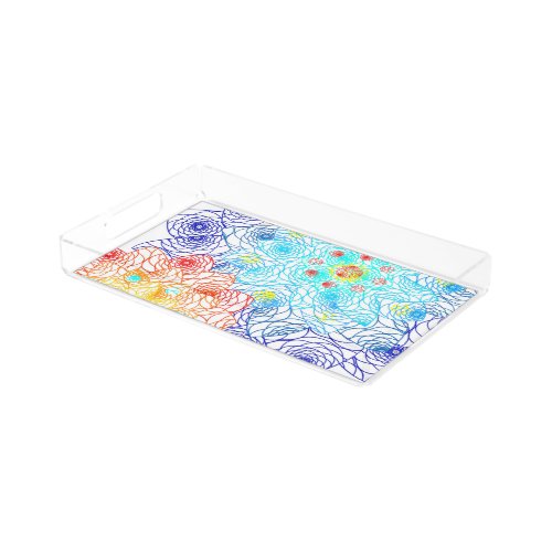 Blue and Red Spring Flowers Acrylic Tray