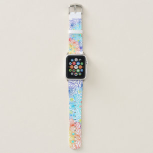 Blue and Red Spring Flowers Apple Watch Band