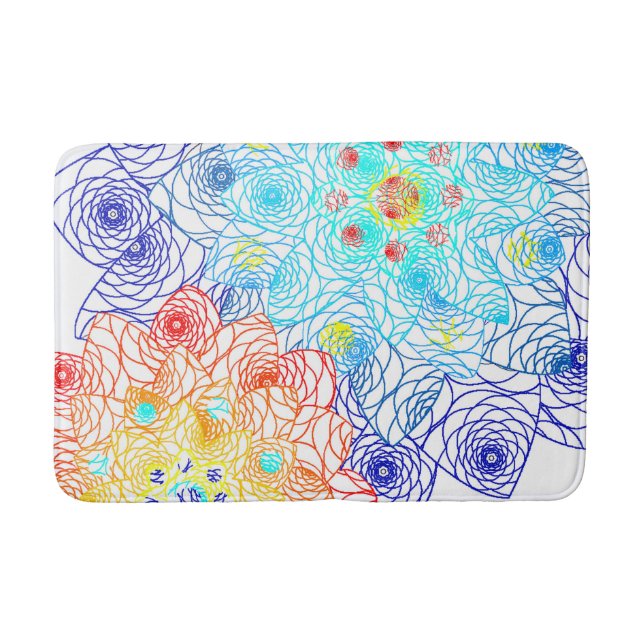 Blue and Red Spring Flowers  Bath Mat (Front)